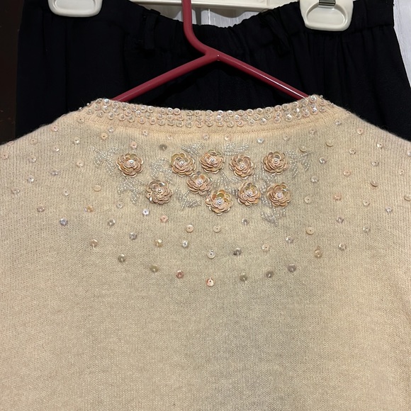 VTG JAMIE SCOTT Beaded Sequin Crop Cardigan W,M Lambswool Angora! Beautiful! - Picture 9 of 10
